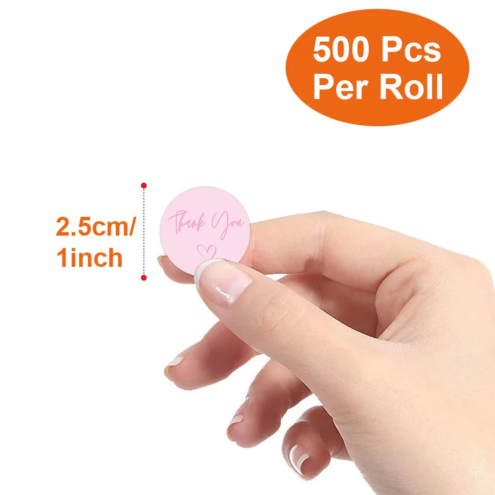 Pink Thank You Adhesive Stickers for Small Business Packaging & Gifts