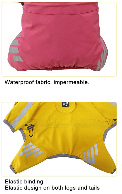 Full-Body Waterproof Dog Overalls with Reflective Strips & Hood