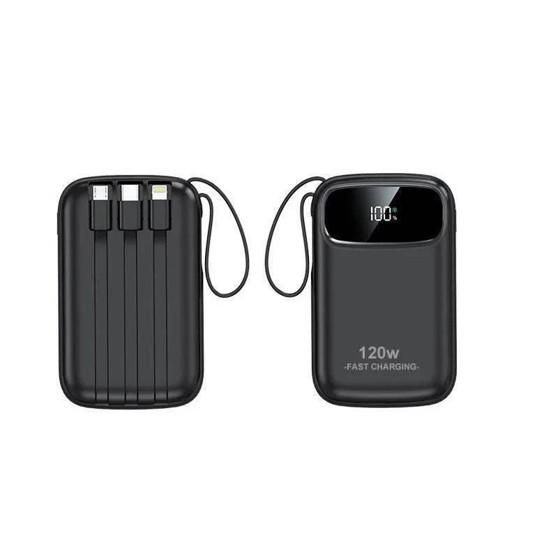 120W Fast Charging Power Bank with Built-in Cable