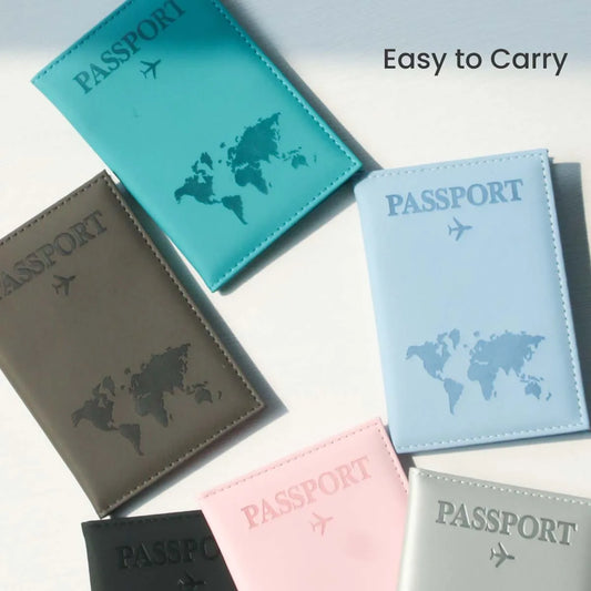 World Map PU Leather Passport Holder