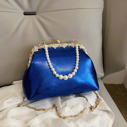 Luxury Pearl Chain Minaudière Shoulder Bag