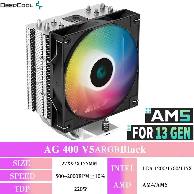DEEPCOOL AG400 ARGB 4-Heatpipe CPU Air Cooler