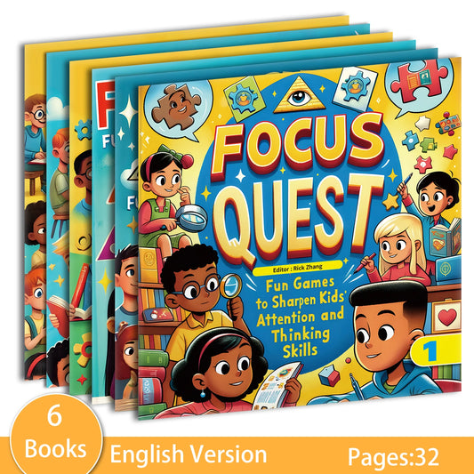 6 Books Set Focus Quest Activity Books for Kids