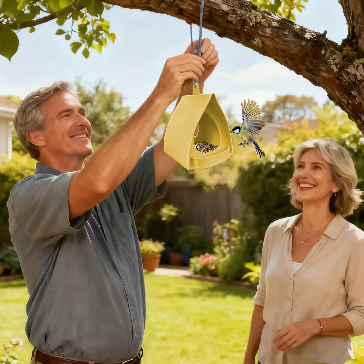 Large Capacity Hanging Bird Feeder for Outdoor Gardens