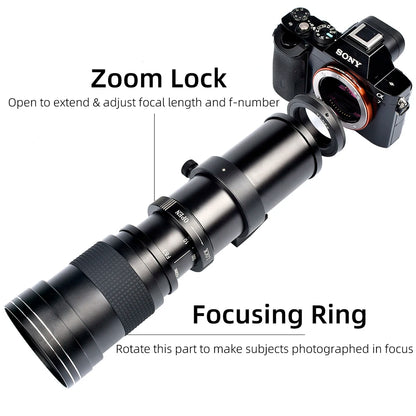 420-800mm Zoom Lens for Canon Nikon Sony Pentax FUji Olympus Cameras