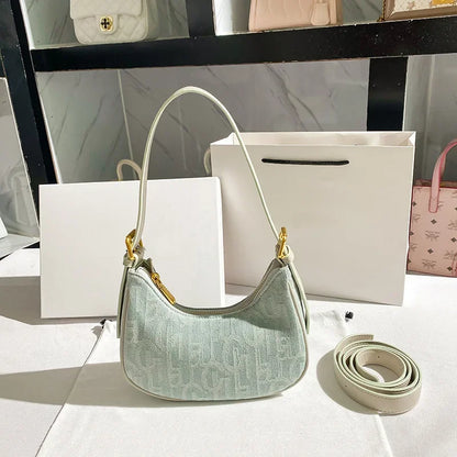 Pleated Crescent Shoulder Bag for Women