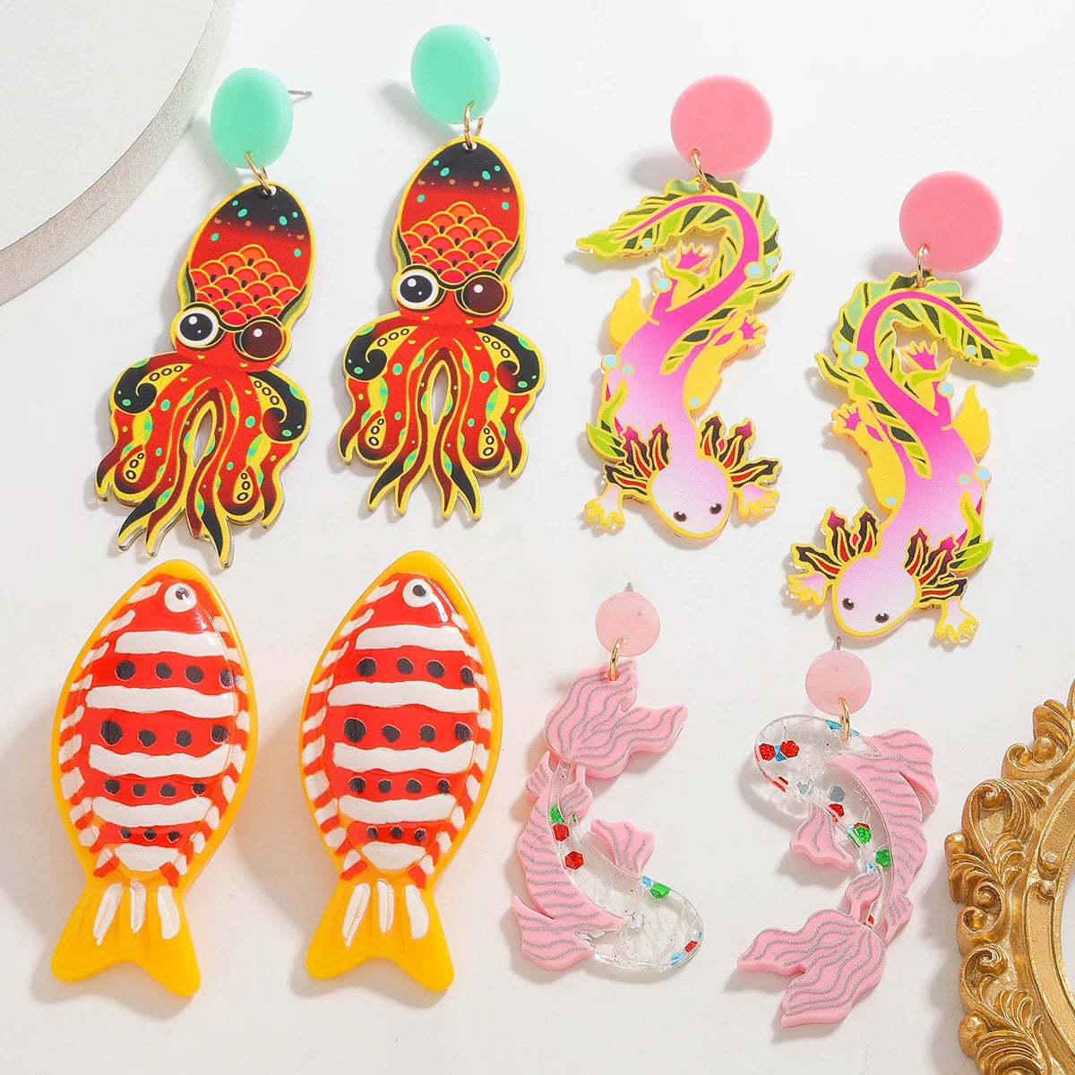 Creative Acrylic Fish Octopus Earrings