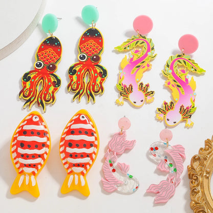 Creative Acrylic Fish Octopus Earrings