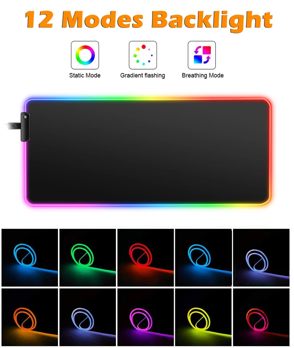 LED Backlit XXL Mouse Pad & Keyboard Mat