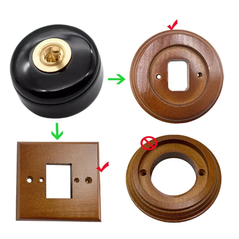 Retro Round Ceramic Toggle Wall Light Switch