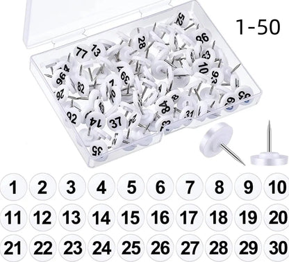Numbered Round Push Pins for Bulletin Boards