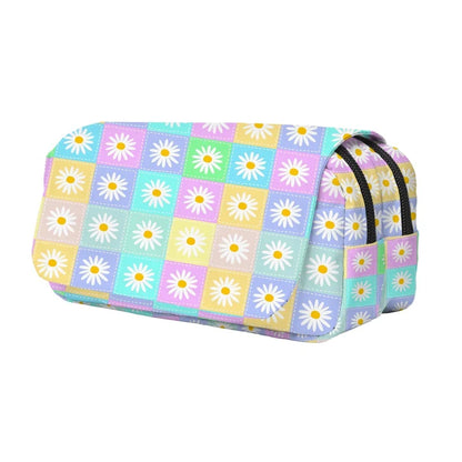 Daisy Print Double Layer Pencil Bag