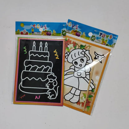 5-10Pcs Scratch Art Paper With Drawing Stick