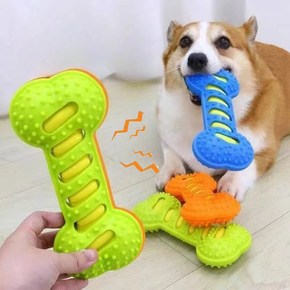 Rubber Squeaky Bone Dog Toy