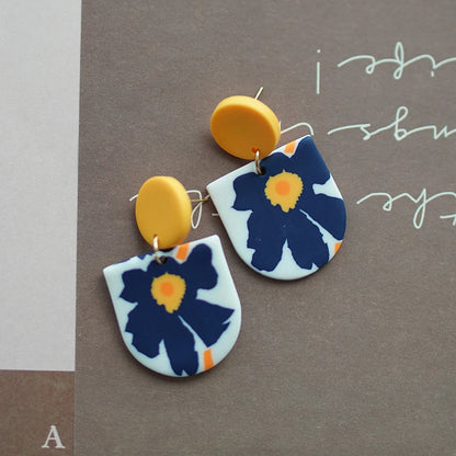 Flower Abstract Art Deco Pattern Earrings