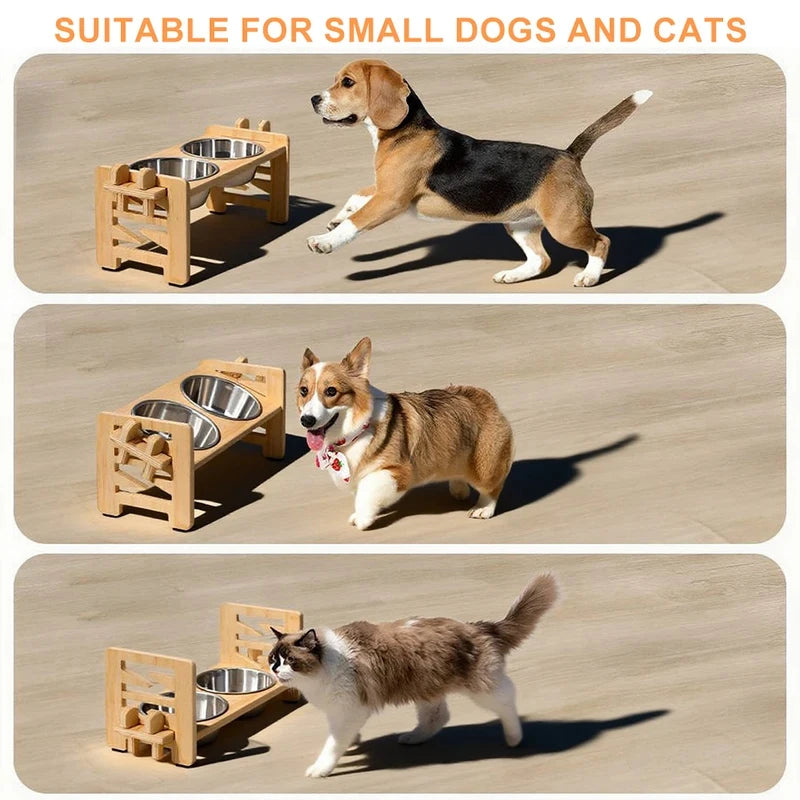 Adjustable Elevated Pet Feeder with Stainless Steel Bowls