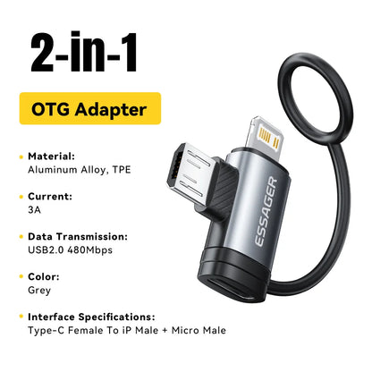 ESSAGER USB-C Female Adapter Converter for iPhone