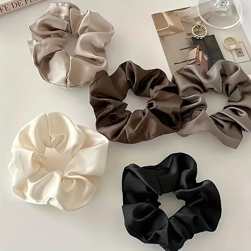 Elegant Solid Color Hair Scrunchies Set