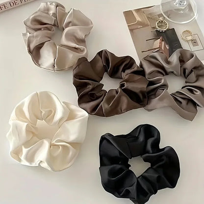 Elegant Solid Color Hair Scrunchies Set