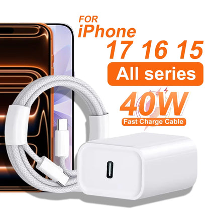40W USB-C Fast Charger with Type-C Charging Cable