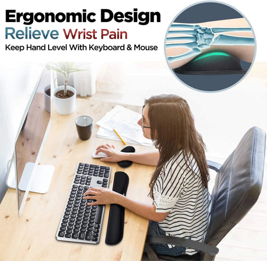 Ergonomic Keyboard & Mouse Wrist Rest Set