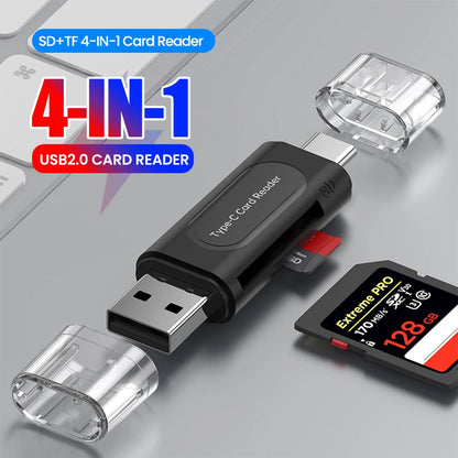 4-in-1 USB & USB-C SD/TF Card Reader