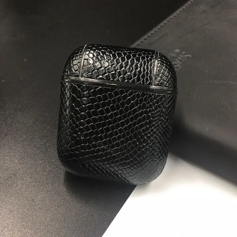 Mobile Phone Case – Luxury Snake Skin PU Leather Earphone Case For Apple