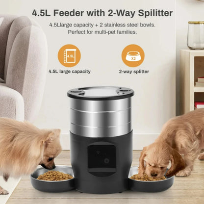 4.5L Smart Automatic Pet Feeder with Dual Stainless Steel Bowls