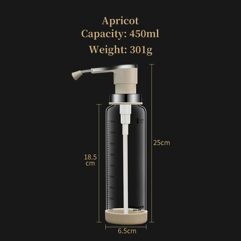 Glass Pump Sauce Dispenser Bottle
