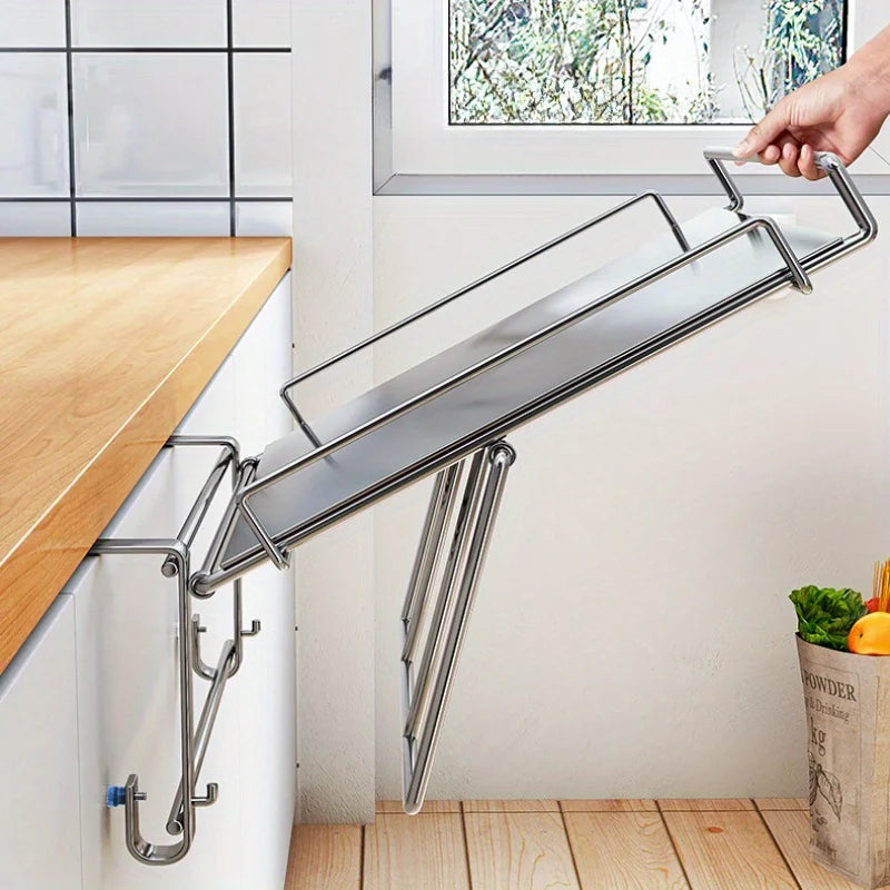 Stainless Steel Foldable Cabinet Door Storage Shelf