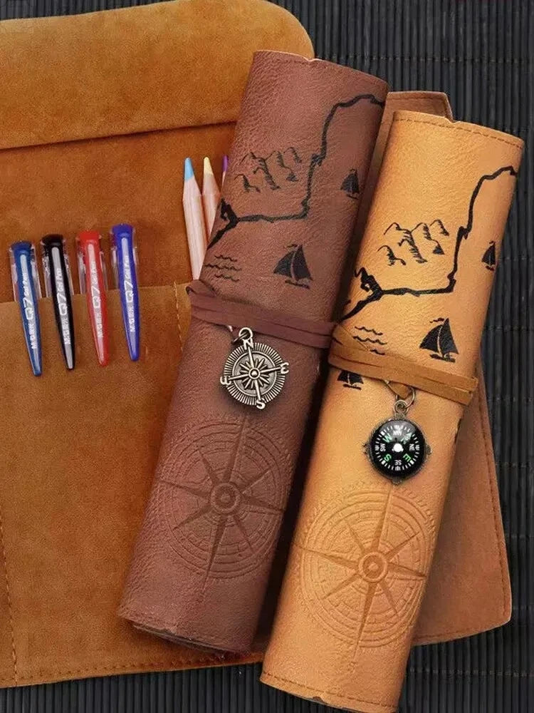 Vintage Treasure Map Roll Pencil Case