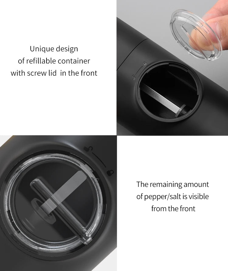 Electric Stainless Steel Spice Grinder with LED Light & Charging Base