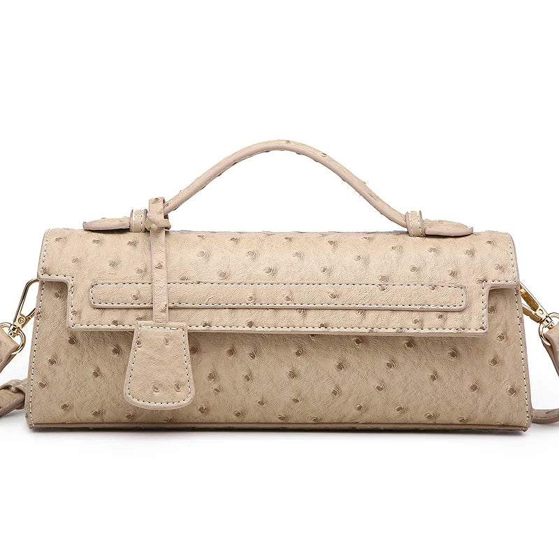 Ostrich Print PU Leather Shoulder Bag