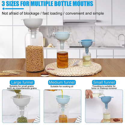 4-in-1 Kitchen Funnel Set with Detachable Strainer
