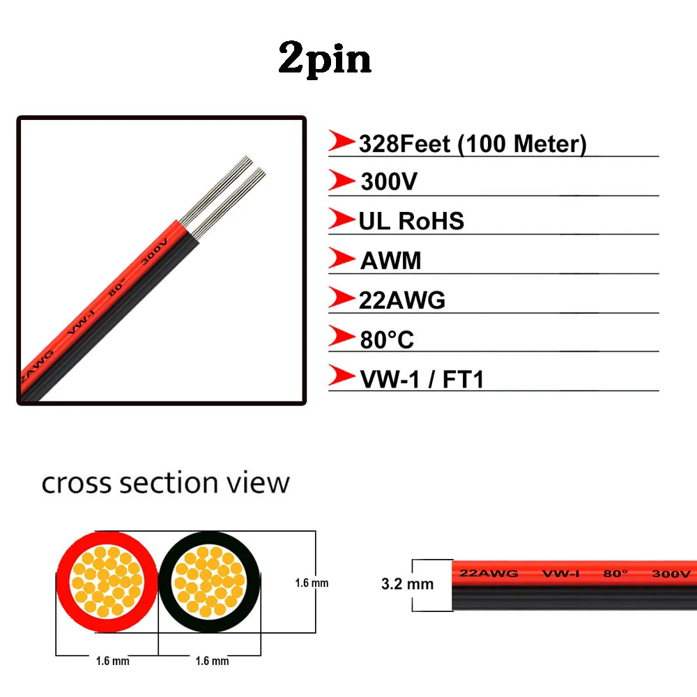 22AWG LED Extension Cable Wire