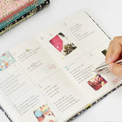 PU Leather Floral Flower Schedule Diary Book