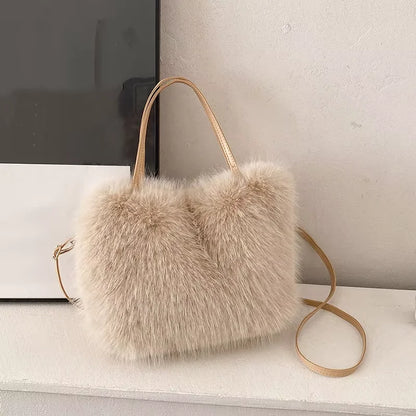 Luxury Plush Faux Fur Shoulder & Crossbody Handbag
