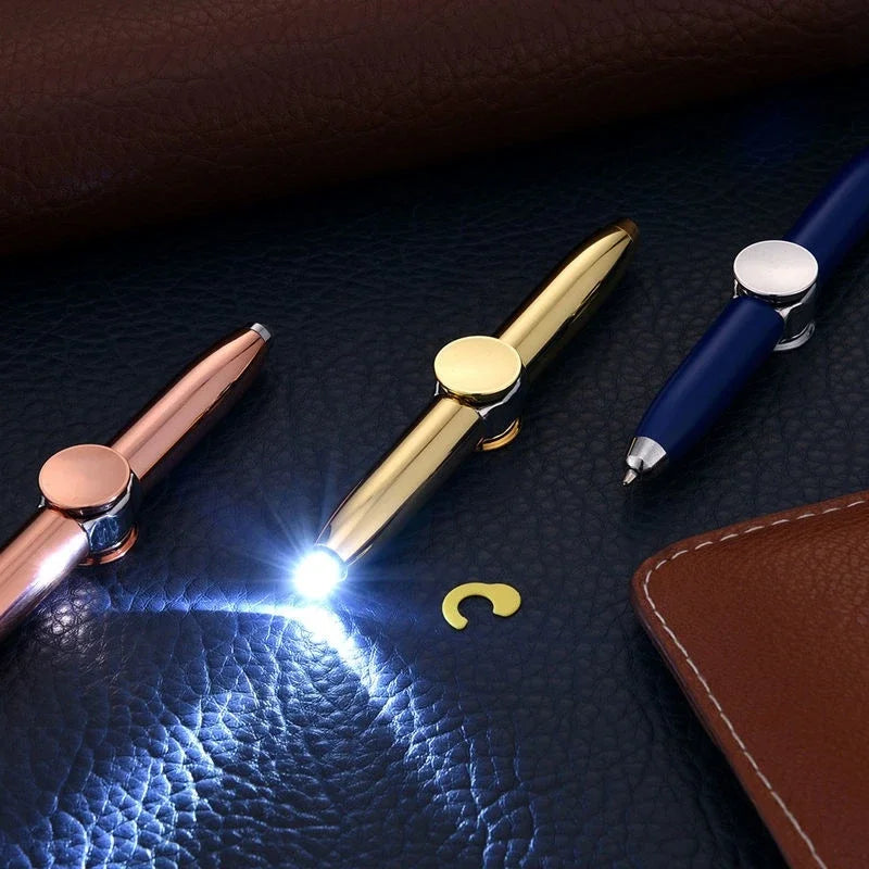 Multifunction Metal Fidget Pen with LED Light & Spinner