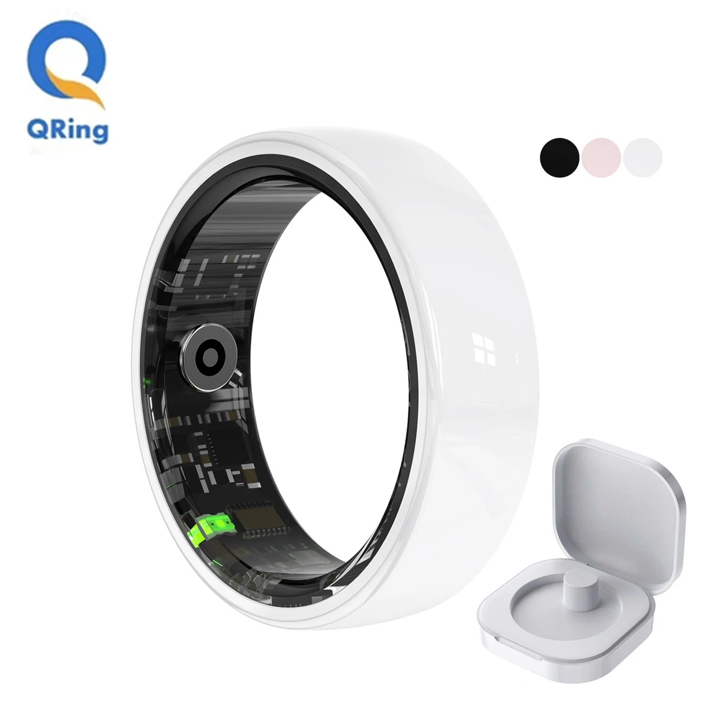 Smart Health Tracking Ring with Charging Case