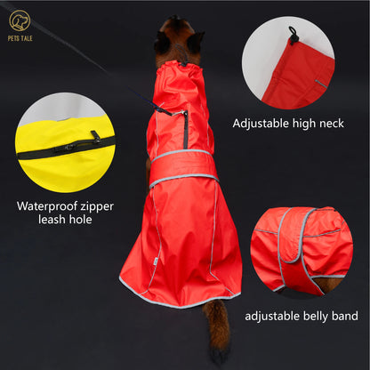 Waterproof Dog Raincoat with Reflective Strips & Adjustable Hood