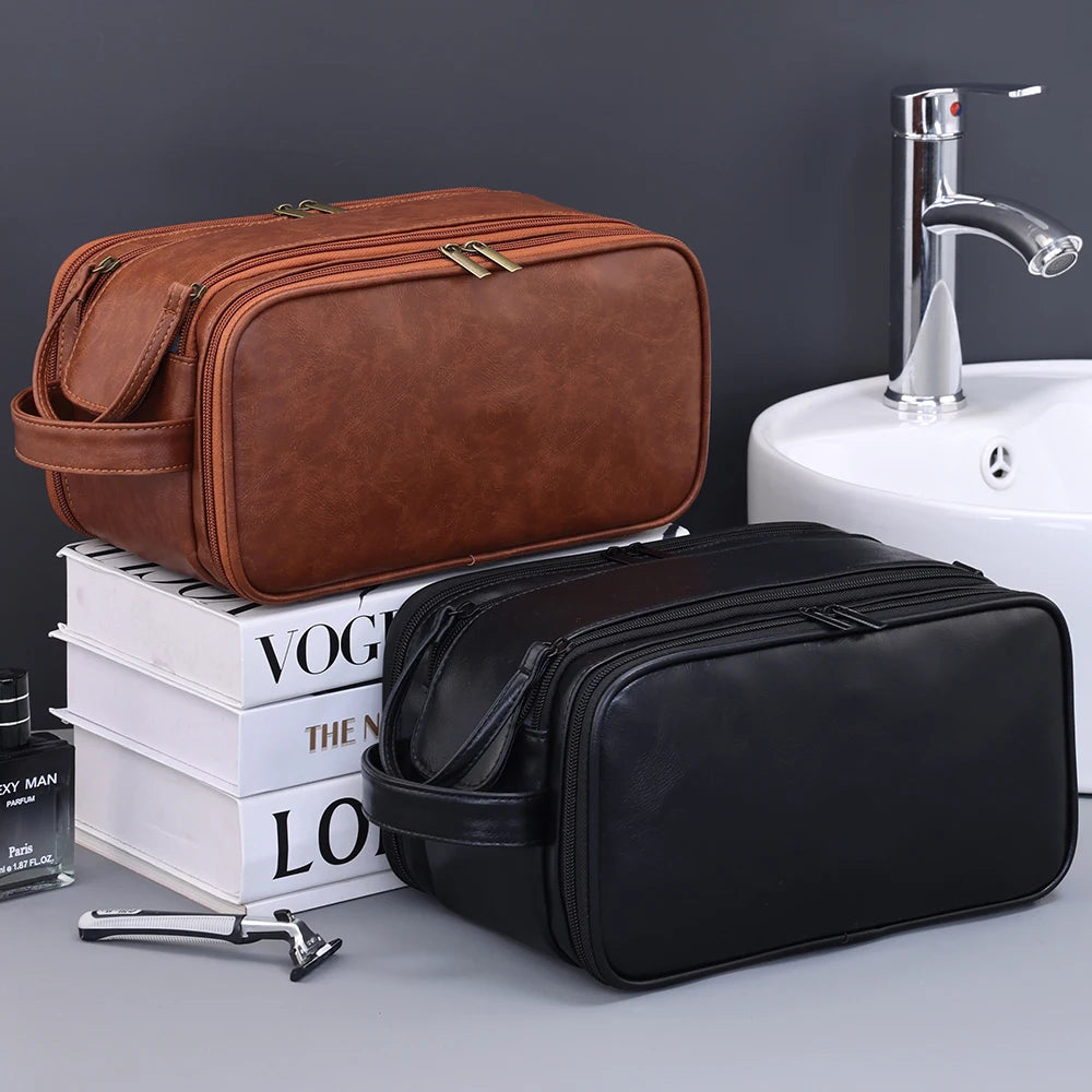 Travel PU Leather Toiletry Organizer Bag