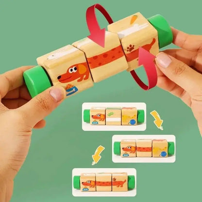 Rotating Wooden Cartoon Matching Puzzle