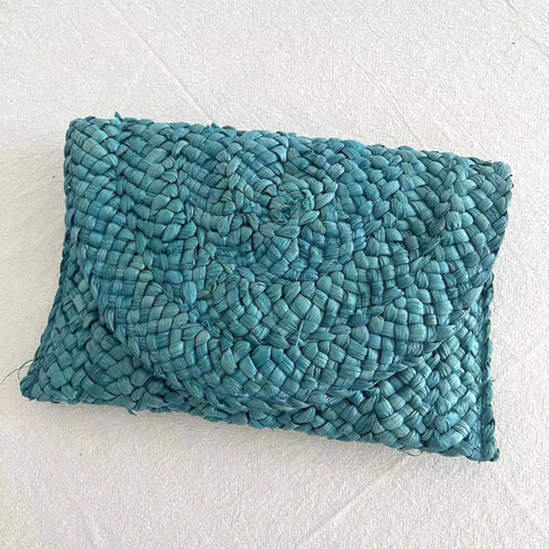 Women’s Handwoven Straw Envelope Clutch Bag
