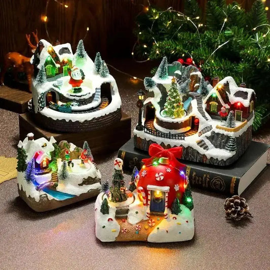 Rotating Light-Up Christmas Resin Music Box