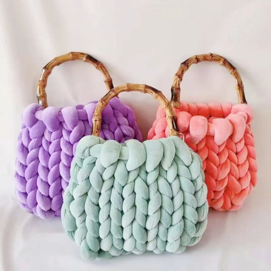 Chunky Knit Bucket Handbag
