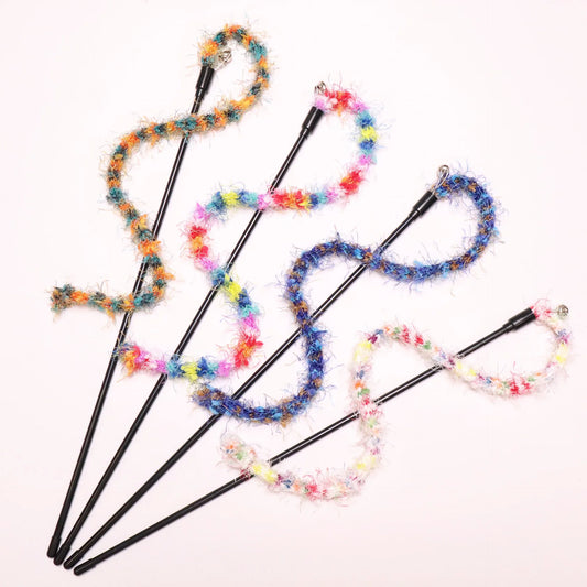 Colorful Plush Rope Cat Teaser Wand Set