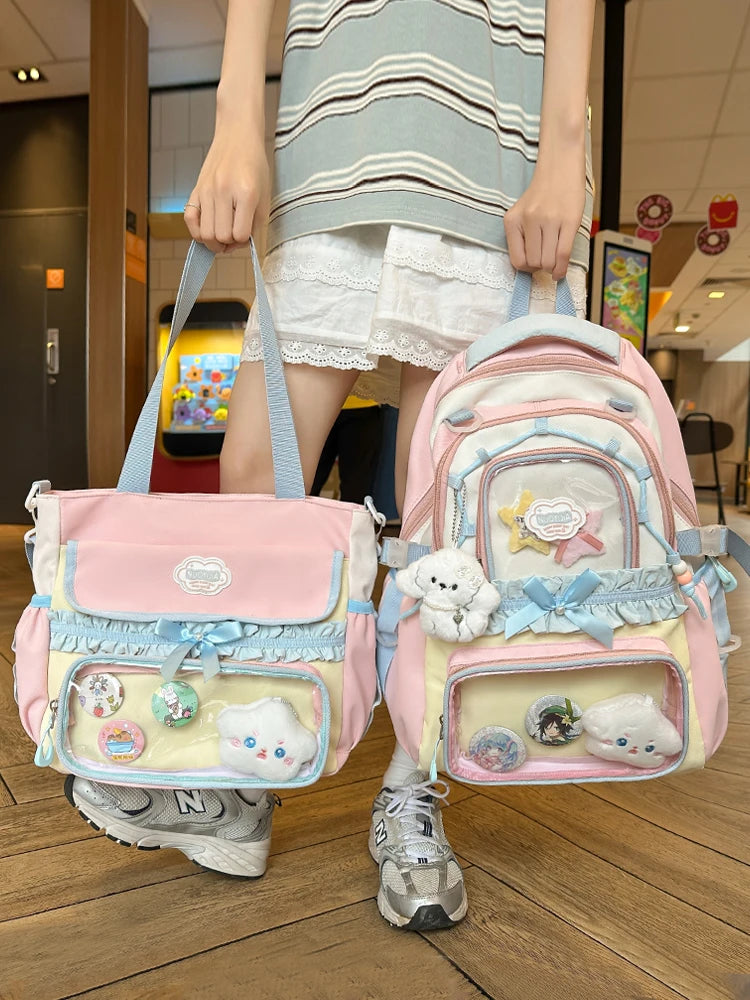 Large Capacity Girls School Backpack Set