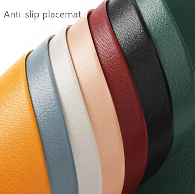 Inyahome Irregular PU Leather Placemat Set with Coaster