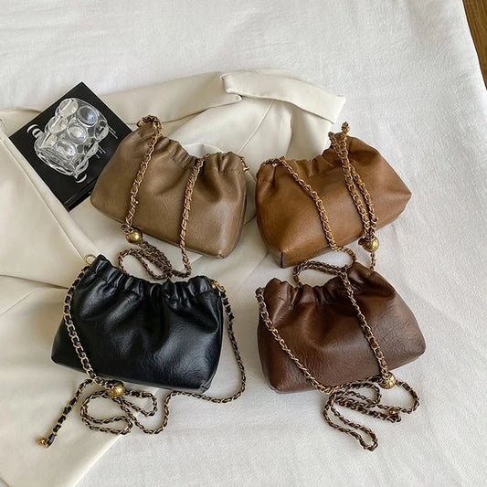 Pleated Chain Shoulder Bag for Women