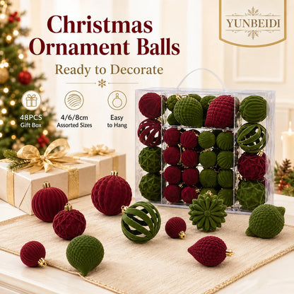 48-Piece Velvet Christmas Bauble Set